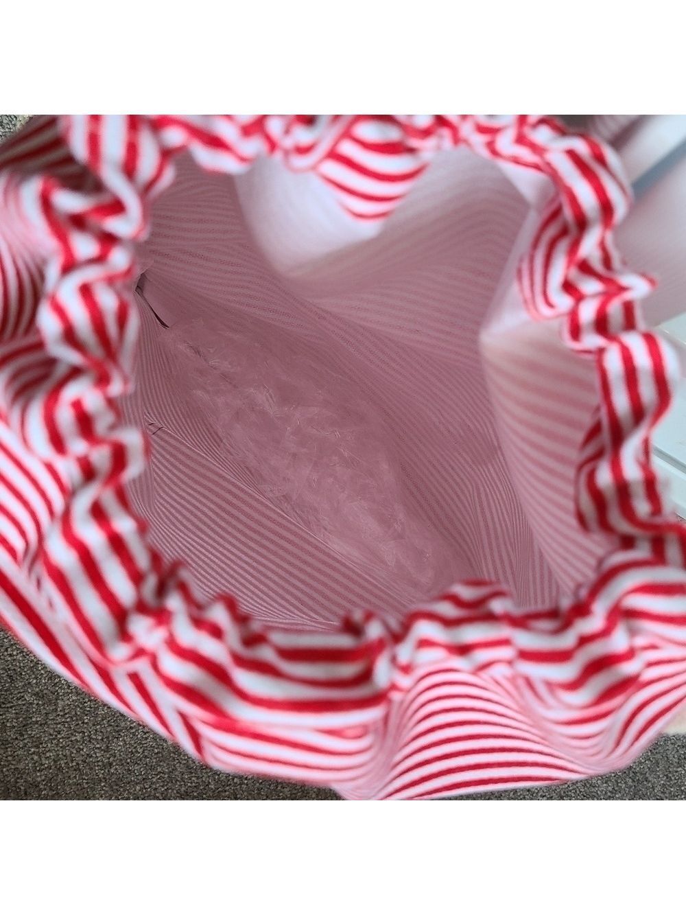 Trïbe Canvas & Rattan Nautical Red & White Striped Drawstring Backpack … - Picture 5 of 6